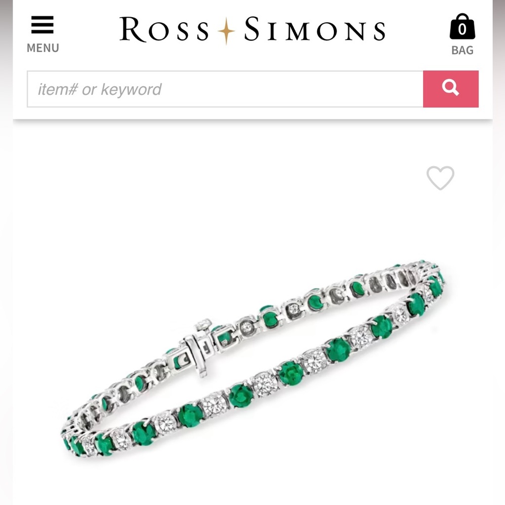 Ross+Simons Emerald and Diamond Tennis Bracelet